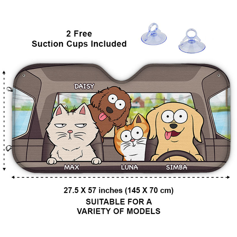 Pet's Trip - Dog & Cat Personalized Custom Auto Windshield Sunshade, Car Window Protector - Gift For Pet Owners, Pet Lovers