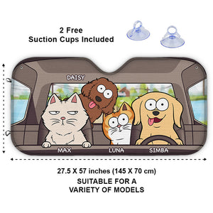 Pet's Trip - Dog & Cat Personalized Custom Auto Windshield Sunshade, Car Window Protector - Gift For Pet Owners, Pet Lovers