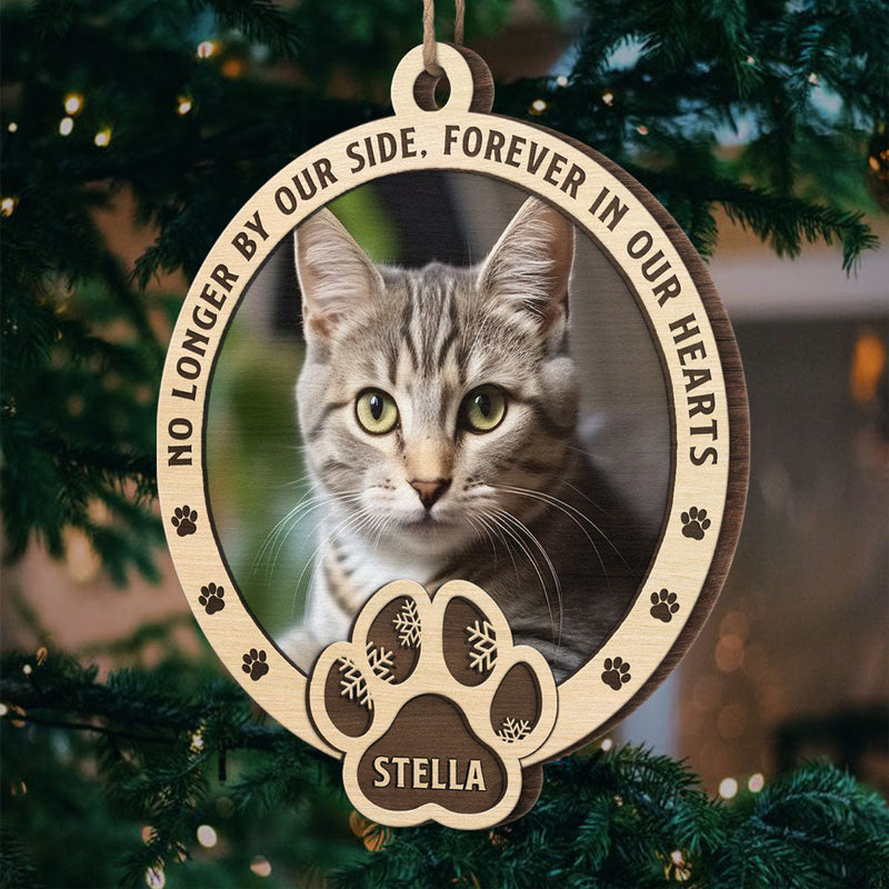 Custom Photo You Left Pawprints On The Hearts - Memorial Personalized Custom Ornament - Wood Custom Shaped - Christmas Gift, Sympathy Gift For Pet Owners, Pet Lovers