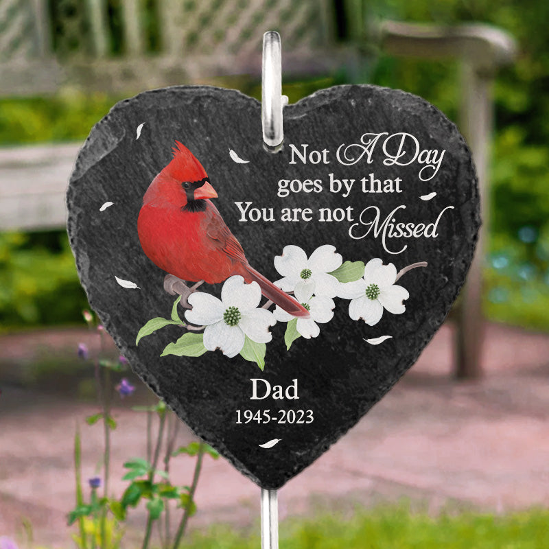 Not A Day Goes By That You Are Not Missed - Memorial Personalized Custom Heart Shaped Memorial Garden Slate & Hook - Sympathy Gift For Family Members