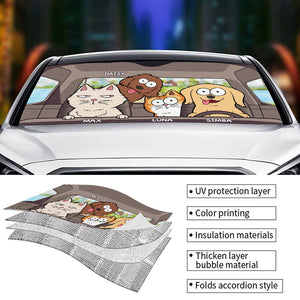 Pet's Trip - Dog & Cat Personalized Custom Auto Windshield Sunshade, Car Window Protector - Gift For Pet Owners, Pet Lovers