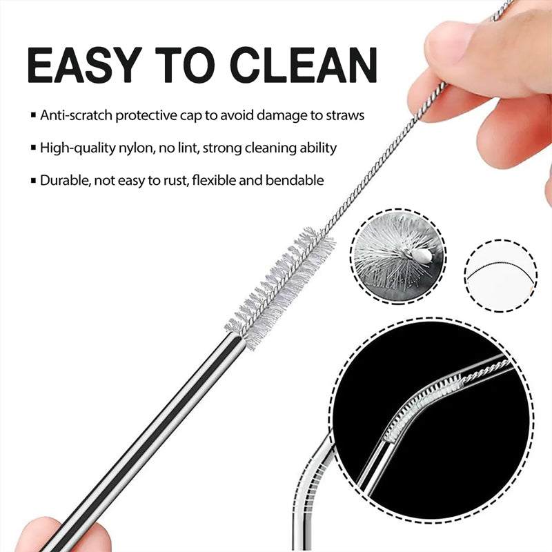 Combo 1 Replacement Lid, 2 Straws And 1 Cleaner Brush - BPA Free Lid, Stainless Steel Metal Straws With Cleaner Brush Set - Reusable Drinking Accessories For Can Cooler Tumbler