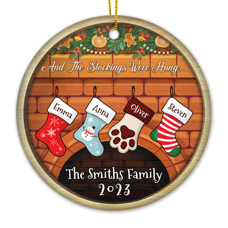 Family Love Grows Warmer At Christmas - Family Personalized Custom Ornament - Ceramic Round Shaped - Christmas Gift For Family Members