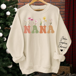 Call Me Nana - Family Personalized Custom Unisex Sweatshirt With Design On Sleeve - Birthday Gift For Mom, Grandma
