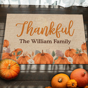Thankful Hearts Find Solace In Home - Family Personalized Custom Home Decor Decorative Mat - Halloween Gift For Family Members