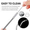 Combo 2 Straws and 1 Cleaner Brush - Stainless Steel Metal Straight and Curved Straws with Cleaner Brush Set - Reusable Drinking Straws  For 20 Ounce Tumbler, 30 Ounce Tumbler, Mugs, Cups
