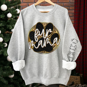Fur Mama - Dog & Cat Personalized Custom Unisex Sweatshirt With Design On Sleeve - Gift For Pet Owners, Pet Lovers