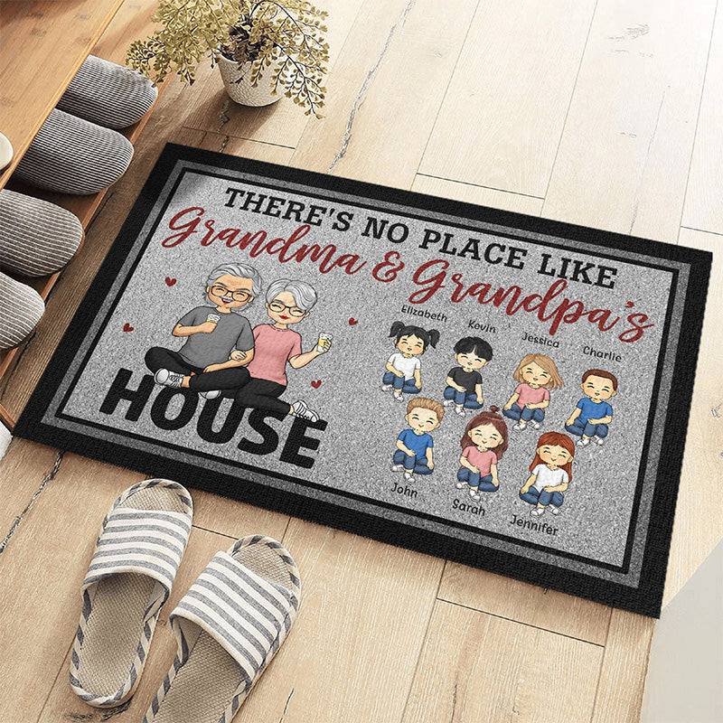 Welcome To Grandma & Grandpa's House - Family Personalized Custom Decorative Mat - Gift For Grandma, Grandpa