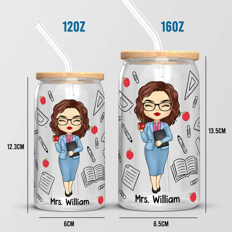 Teacher Nutrition Facts - Teacher Personalized Custom Glass Cup, Iced Coffee Cup - Gift For Teacher, Back To School