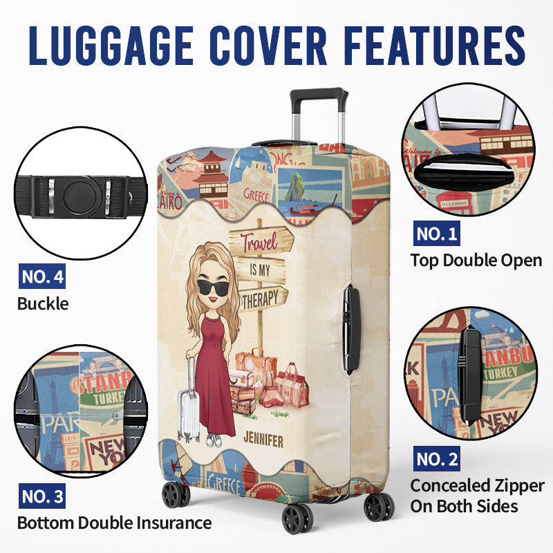 Let's Go Everywhere - Travel Personalized Custom Luggage Cover - Holiday Vacation Gift, Gift For Adventure Travel Lovers