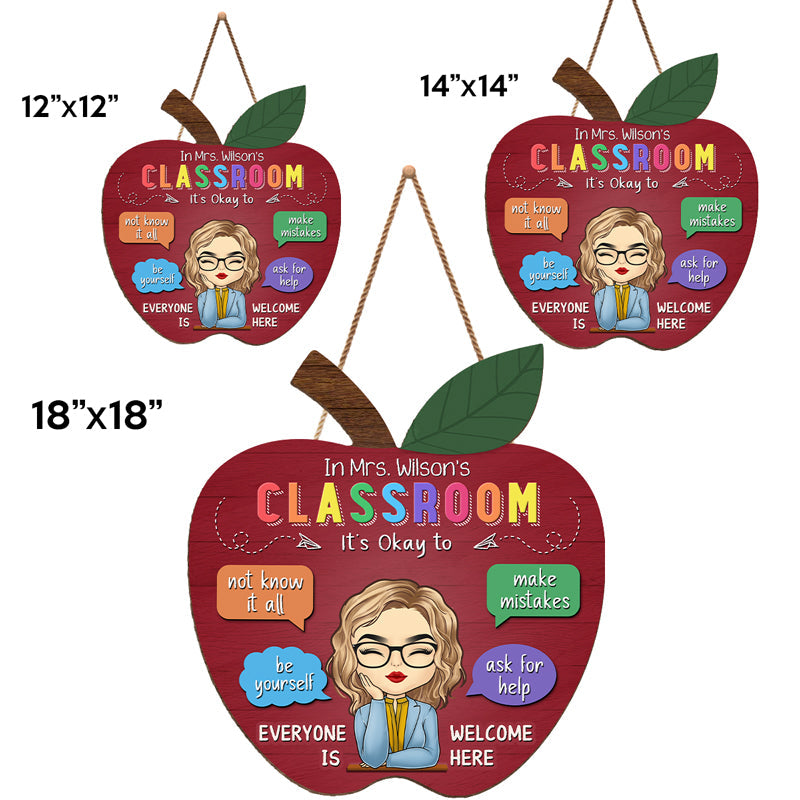 Everyone Is Welcome Here - Teacher Personalized Custom Round Shaped Home Decor Wood Sign - House Warming Gift For Teacher, Back To School