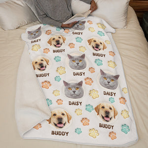 Custom Photo Our Pets Are Our Family - Dog & Cat Personalized Custom 3D Inflated Effect Printed Blanket - Gift For Pet Owners, Pet Lovers
