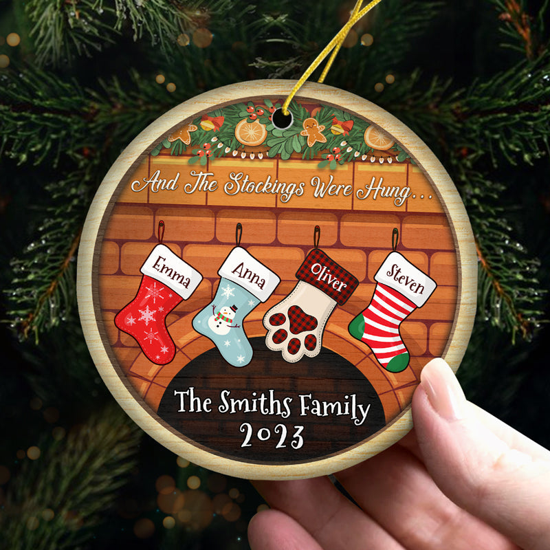 Family Love Grows Warmer At Christmas - Family Personalized Custom Ornament - Ceramic Round Shaped - Christmas Gift For Family Members