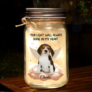 Custom Photo Forever In My Heart - Memorial Personalized Custom Mason Jar Light - Sympathy Gift For Pet Owners, Pet Lovers