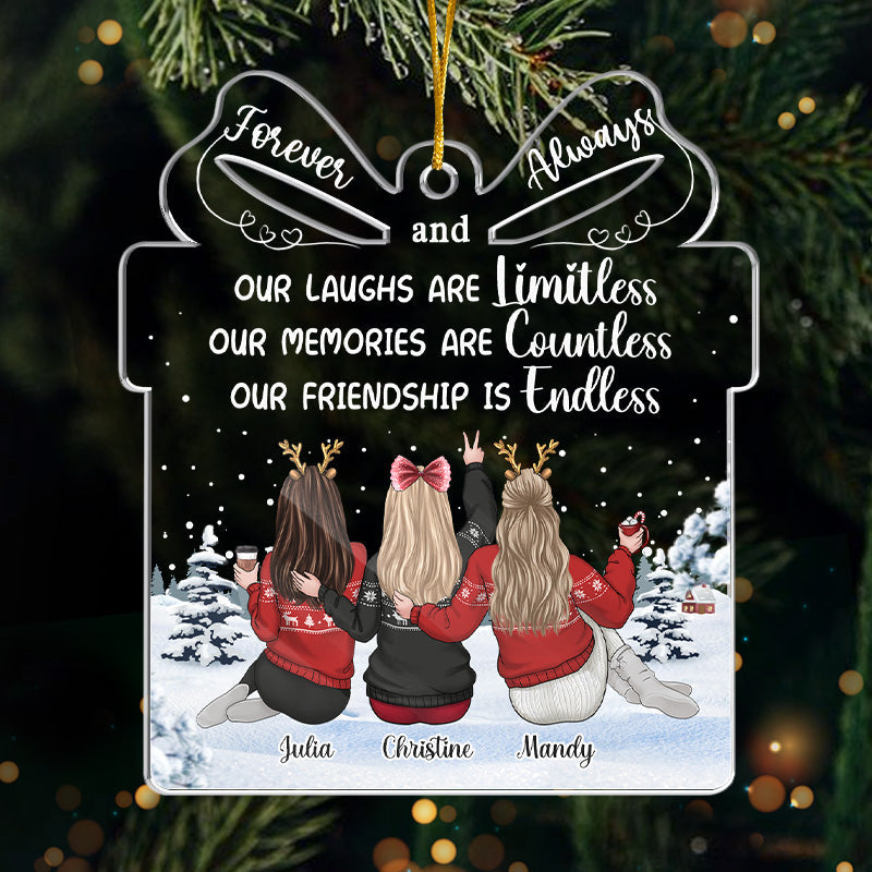 Good Friends And Great Adventures - Bestie Personalized Custom Ornament - Acrylic Gift Box Shaped - Christmas Gift For Best Friends, BFF, Sisters