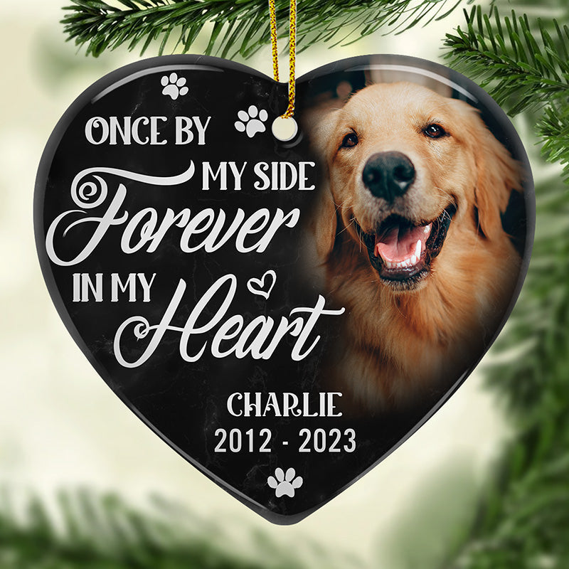 Custom Photo If Love Could Have Kept You Here - Memorial Personalized Custom Ornament - Ceramic Heart Shaped - Christmas Gift, Sympathy Gift For Pet Owners, Pet Lovers