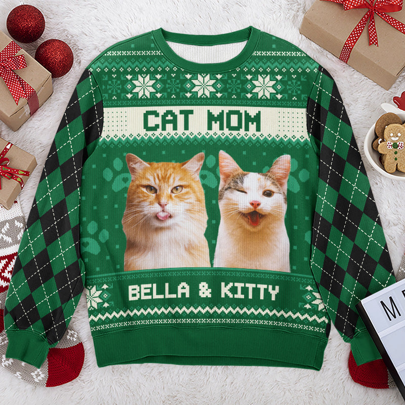 Custom Photo Home Is Where My Cat Is - Cat Personalized Custom Ugly Sweatshirt - Unisex Wool Jumper - Christmas Gift For Pet Owners, Pet Lovers