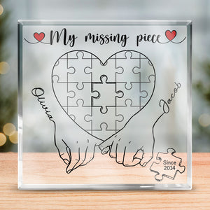 Dieu nous a créés comme un puzzle - Plaque acrylique carrée personnalisée pour couple - Cadeau pour mari et femme, anniversaire