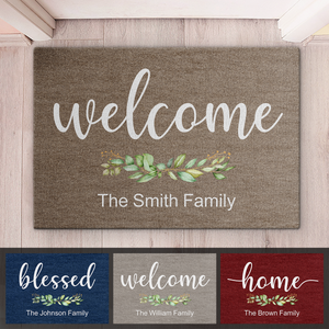 Welcome Home - Family Personalized Custom Home Decor Decorative Mat - House Warming Gift For Family Members