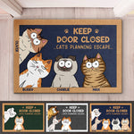 Custom Cartoon Cats Keep Door Closed Home Decor - Personalized Doormat
