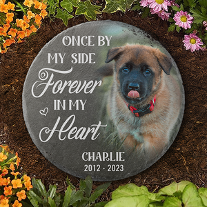 Custom Photo Once By My Side Forever In My Heart - Memorial Personalized Custom Memorial Stone - Sympathy Gift For Pet Owners, Pet Lovers