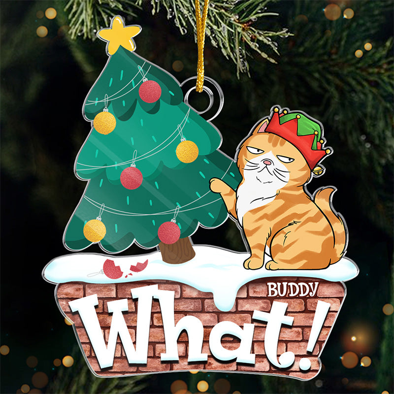 Santa’s Little Helper - Cat Personalized Custom Ornament - Acrylic Custom Shaped - Christmas Gift For Pet Owners, Pet Lovers