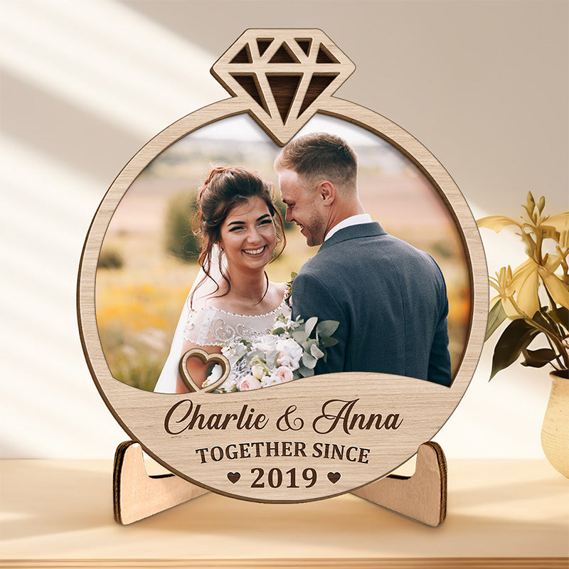 Custom Photo To The Love Of My Life - Couple Personalized Custom 2-Layered Wooden Plaque With Stand - House Warming Gift For Husband Wife, Anniversary