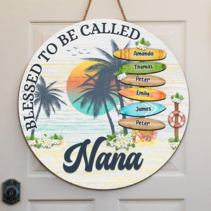 Blessed To Be Called Grandma - Family Personalized Custom Shaped Home Decor Wood Sign - Summer Vacation, House Warming Gift For Grandma