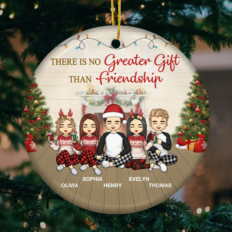 Best Friends Here's To Another Year - Bestie Personalized Custom Ornament - Ceramic Round Shaped - Christmas Gift For Best Friends, BFF, Sisters