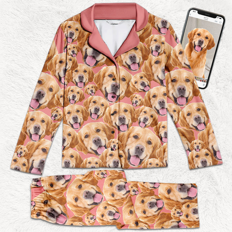 Custom Photo Live Love Bark - Dog & Cat Personalized Custom Face Photo Pajamas - Gift For Pet Owners, Pet Lovers