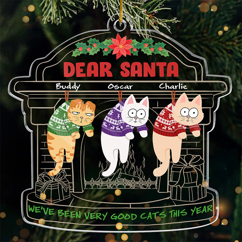 On The Naughty List - Cat Personalized Custom Ornament - Acrylic Custom Shaped - Christmas Gift For Pet Owners, Pet Lovers