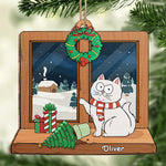 Rocking Around The Christmas Tree - Cat Personalized Custom Ornament - Wood Custom Shaped - Christmas Gift For Pet Owners, Pet Lovers