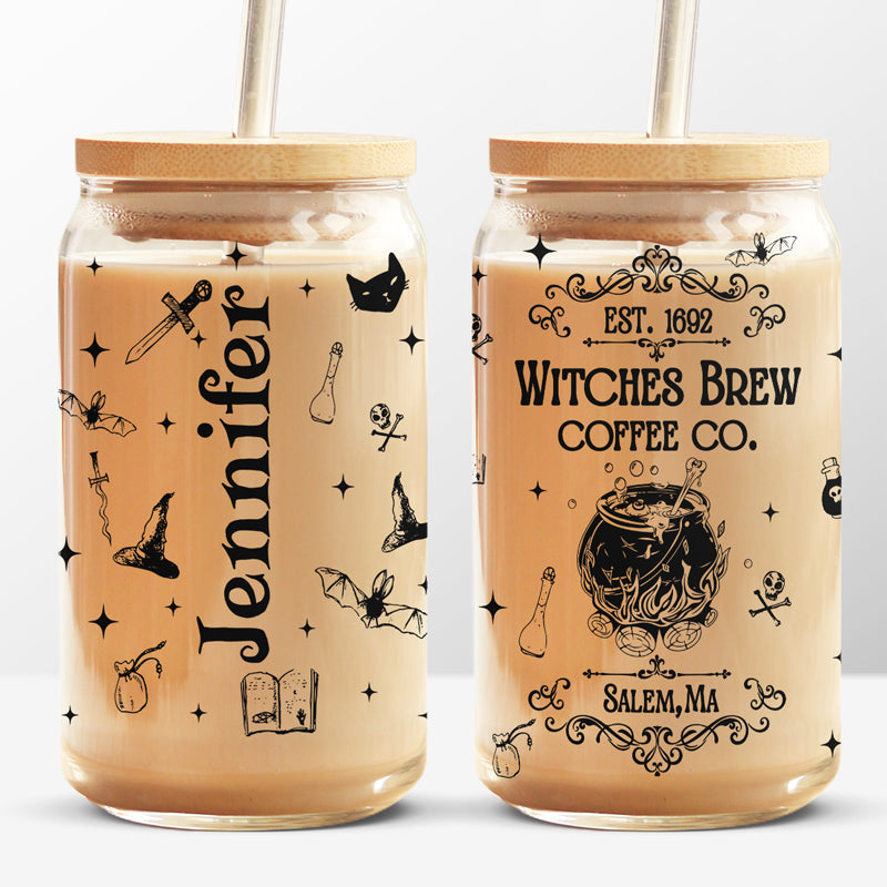 Witches Coffee - Personalized Custom Witch Glass Cup, Iced Coffee Cup - Halloween Gift For Witches, Yourself