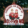Congrats On Being My Boyfriend - Couple Personalized Custom Ornament - Wood Custom Shaped - Christmas Gift For Husband Wife, Anniversary