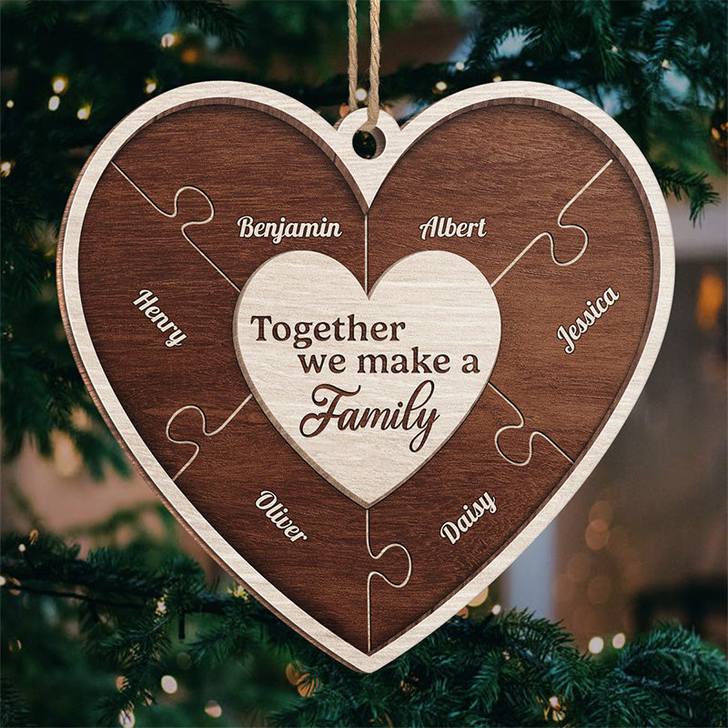 Our Family Is Rooted In Love - Family Personalized Custom Ornament - Wood Heart Shaped - Christmas Gift For Family Members