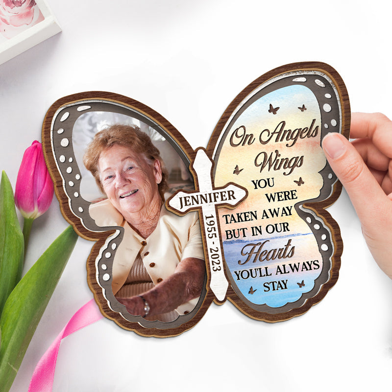 Custom Photo You Will Always Be In My Heart - Memorial Personalized Custom 2-Layered Wooden Plaque With Stand - Sympathy Gift For Family Members