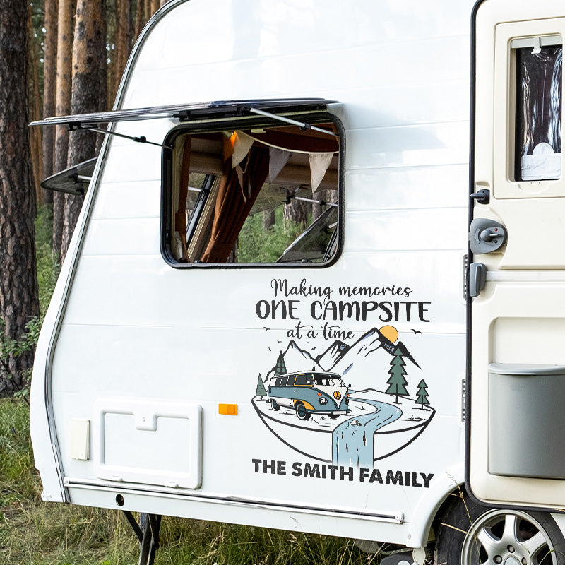 Making Memories One Campsite At A Time - Camping Personalized Custom RV Decal - Gift For Camping Lovers