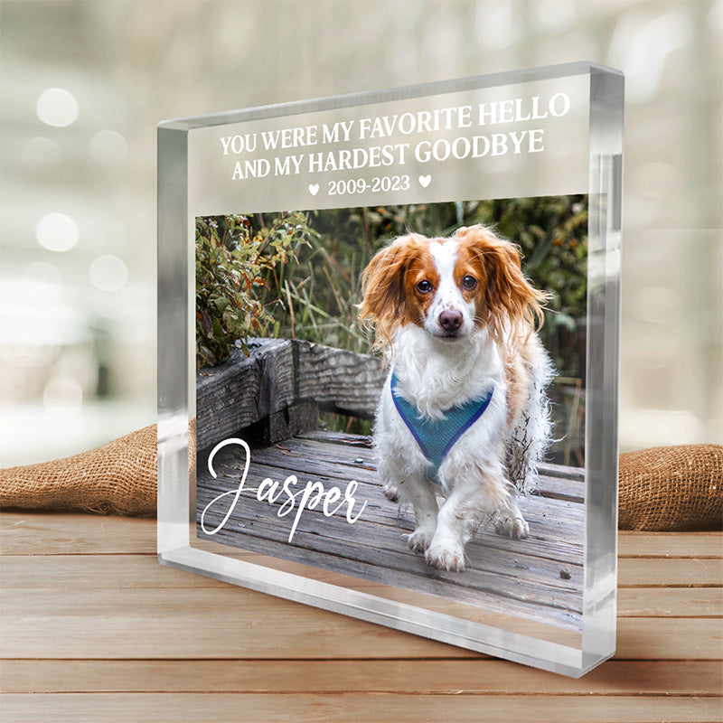 Custom Photo We Miss You - Memorial Personalized Custom Square Shaped Acrylic Plaque - Christmas Gift, Sympathy Gift For Pet Owners, Pet Lovers