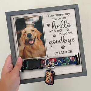 Photo personnalisée « Tu as été mon adieu le plus dur » - Plaque commémorative personnalisée pour perte d'animal de compagnie, cadre pour collier - Cadeau de condoléances, Cadeau pour propriétaires d'animaux, amoureux des animaux