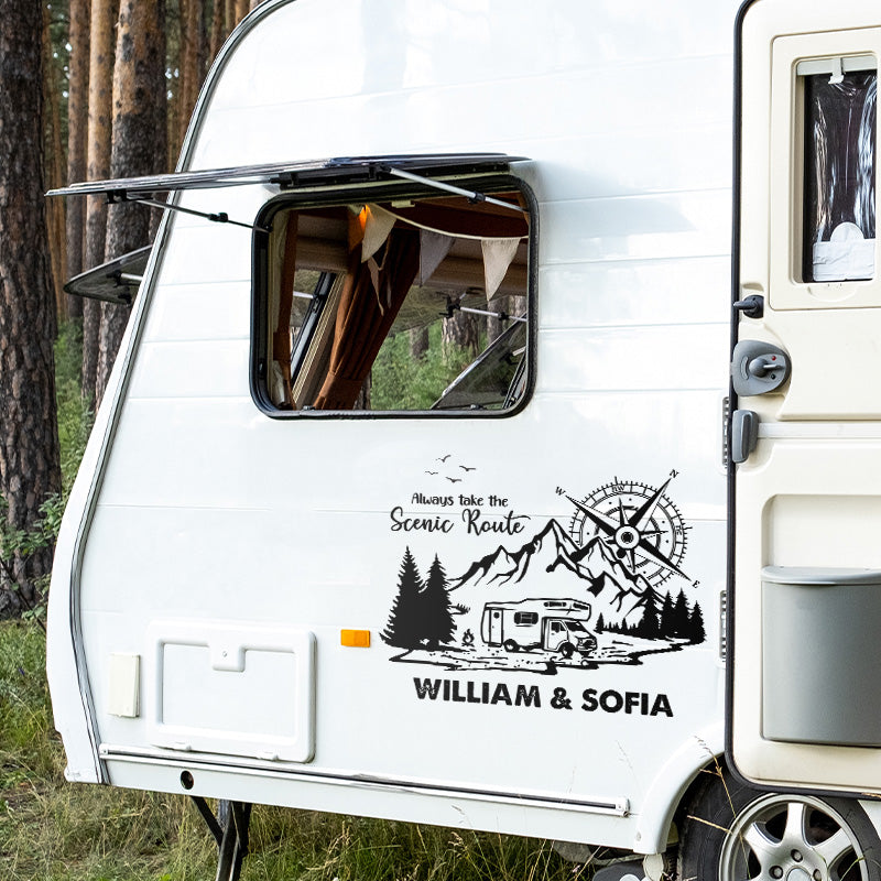 Home Is Where We Park It - Camping Personalized Custom RV Decal - Gift For Husband Wife, Camping Lovers