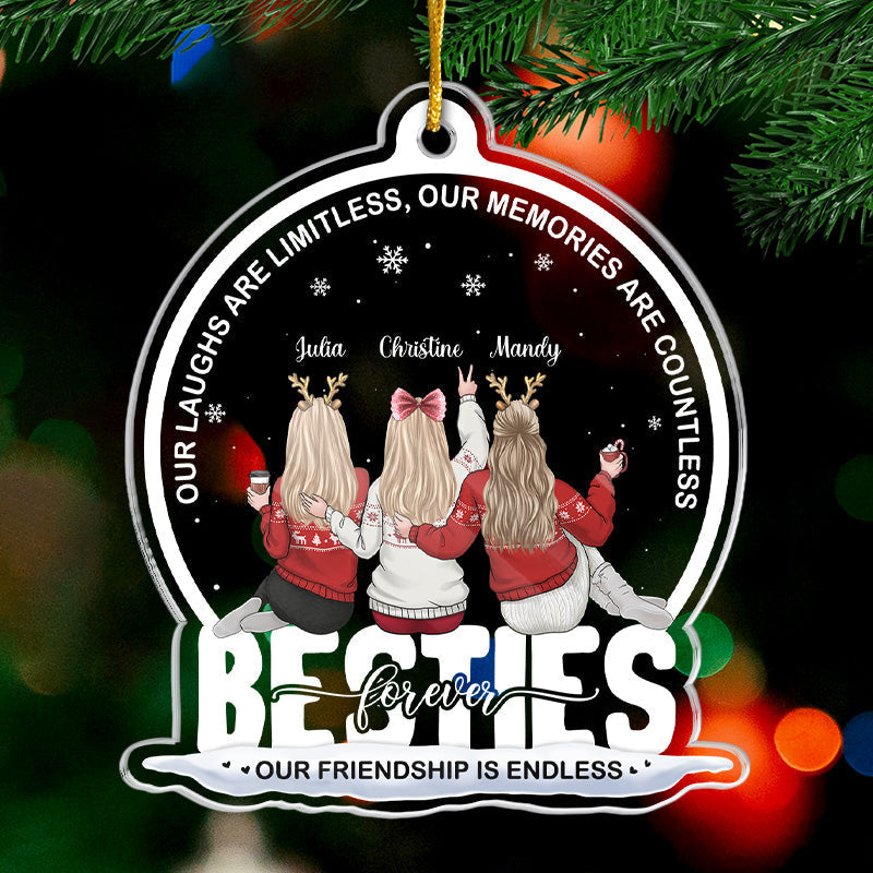 Our Friendship Is Priceless - Bestie Personalized Custom Ornament - Acrylic Snow Globe Shaped - Christmas Gift For Best Friends, BFF, Sisters