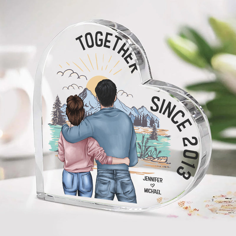 We've Been Together Since - Couple Personalized Custom Heart Shaped Acrylic Plaque - Gift For Husband Wife, Anniversary