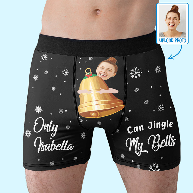Custom Photo Jingle My Bells - Funny Personalized Custom Boxer Briefs, Men's Boxers - Christmas Gift For Boyfriend, Husband, Anniversary