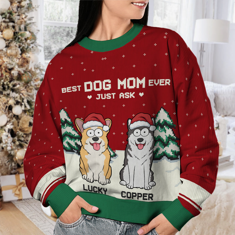 Best Dog Mom Ever - Dog Personalized Custom Ugly Sweatshirt - Unisex Wool Jumper - Christmas Gift For Pet Owners, Pet Lovers
