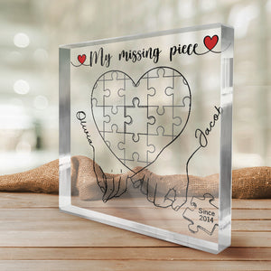 Dieu nous a créés comme un puzzle - Plaque acrylique carrée personnalisée pour couple - Cadeau pour mari et femme, anniversaire