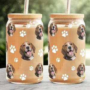 Custom Photo Pets Make Life A Little Furrier - Dog & Cat Personalized Custom Glass Cup, Iced Coffee Cup - Gift For Pet Owners, Pet Lovers