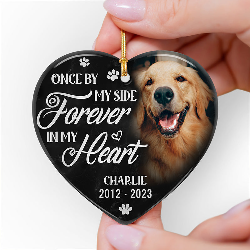 Custom Photo If Love Could Have Kept You Here - Memorial Personalized Custom Ornament - Ceramic Heart Shaped - Christmas Gift, Sympathy Gift For Pet Owners, Pet Lovers