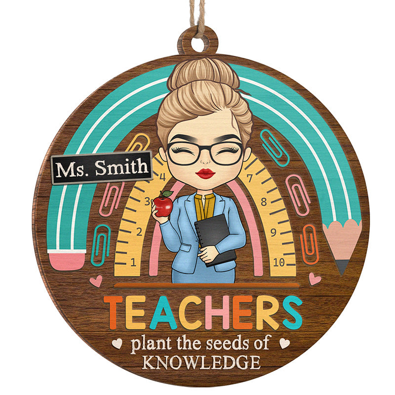 Teaching Is A Work Of Heart - Teacher Personalized Custom Ornament - Wood Custom Shaped - Christmas Gift For Teacher