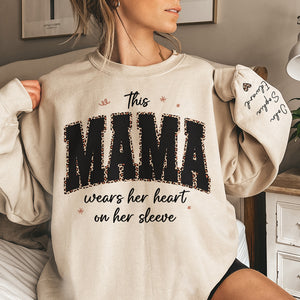 This Grammy Wears Her Heart On Her Sleeve  - Family Personalized Custom Unisex Sweatshirt With Design On Sleeve - Gift For Mom, Grandma