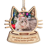 A Piece Of My Heart Is At The Rainbow Bridge - Personalized Custom Cat Face Shaped Wood Christmas Ornament - Upload Image, Memorial Gift, Sympathy Gift, Christmas Gift